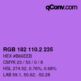 カラーコード: RGB 182 110.2 235 | qconv.com