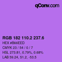 カラーコード: RGB 182 110.2 237.6 | qconv.com