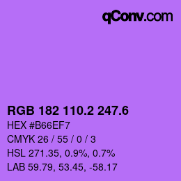 カラーコード: RGB 182 110.2 247.6 | qconv.com