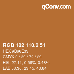 カラーコード: RGB 182 110.2 51 | qconv.com