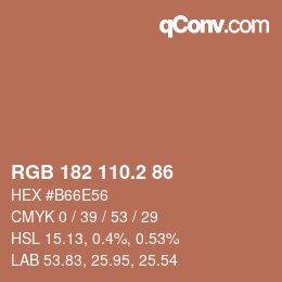 Color code: RGB 182 110.2 86 | qconv.com