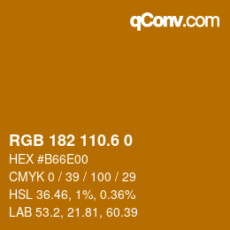 カラーコード: RGB 182 110.6 0 | qconv.com