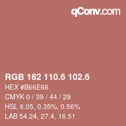 カラーコード: RGB 182 110.6 102.6 | qconv.com