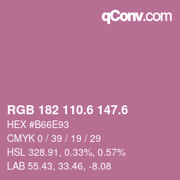 カラーコード: RGB 182 110.6 147.6 | qconv.com