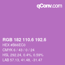 カラーコード: RGB 182 110.6 192.6 | qconv.com