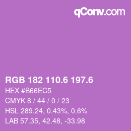 カラーコード: RGB 182 110.6 197.6 | qconv.com