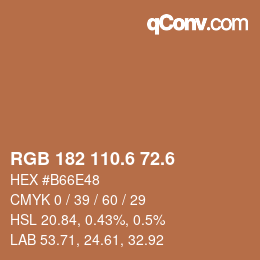 カラーコード: RGB 182 110.6 72.6 | qconv.com