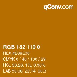 Color code: RGB 182 110 0 | qconv.com