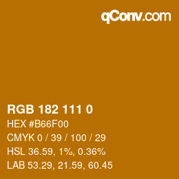 Color code: RGB 182 111 0 | qconv.com