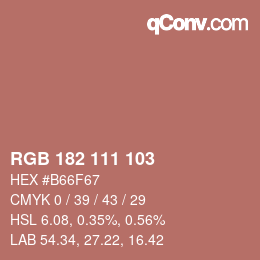 Color code: RGB 182 111 103 | qconv.com