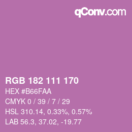 Color code: RGB 182 111 170 | qconv.com