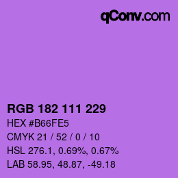 カラーコード: RGB 182 111 229 | qconv.com