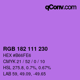 Color code: RGB 182 111 230 | qconv.com