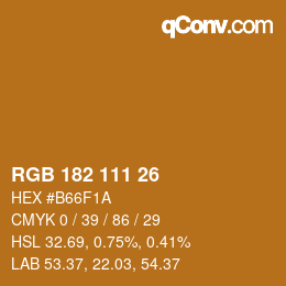 カラーコード: RGB 182 111 26 | qconv.com