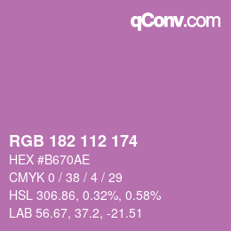 Color code: RGB 182 112 174 | qconv.com