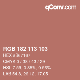 Color code: RGB 182 113 103 | qconv.com