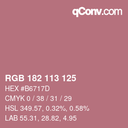 カラーコード: RGB 182 113 125 | qconv.com