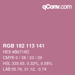 Color code: RGB 182 113 141 | qconv.com
