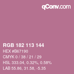 カラーコード: RGB 182 113 144 | qconv.com