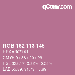 Color code: RGB 182 113 145 | qconv.com