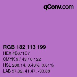 Color code: RGB 182 113 199 | qconv.com