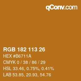 Color code: RGB 182 113 26 | qconv.com