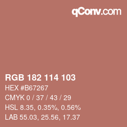 Color code: RGB 182 114 103 | qconv.com