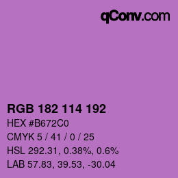 Color code: RGB 182 114 192 | qconv.com