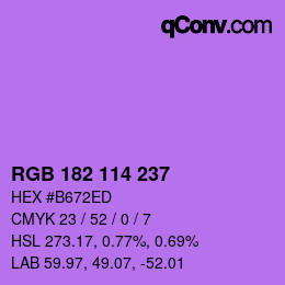 Color code: RGB 182 114 237 | qconv.com