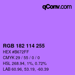 Color code: RGB 182 114 255 | qconv.com