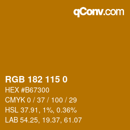 Color code: RGB 182 115 0 | qconv.com