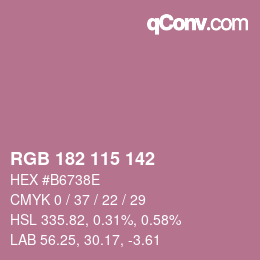Color code: RGB 182 115 142 | qconv.com