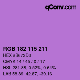 Color code: RGB 182 115 211 | qconv.com