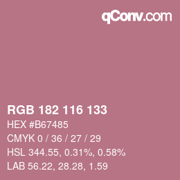 Color code: RGB 182 116 133 | qconv.com