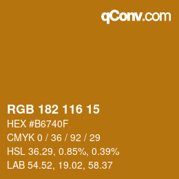 Color code: RGB 182 116 15 | qconv.com