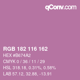 Color code: RGB 182 116 162 | qconv.com
