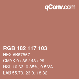 Color code: RGB 182 117 103 | qconv.com
