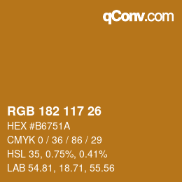Color code: RGB 182 117 26 | qconv.com