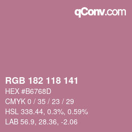 Color code: RGB 182 118 141 | qconv.com