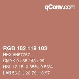 颜色代码: RGB 182 119 103 | qconv.com