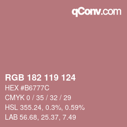 颜色代码: RGB 182 119 124 | qconv.com