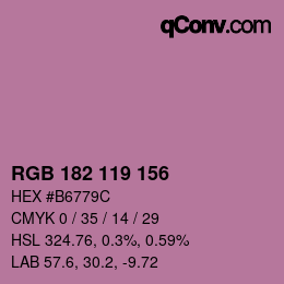 颜色代码: RGB 182 119 156 | qconv.com