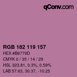 颜色代码: RGB 182 119 157 | qconv.com