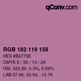 Código de color: RGB 182 119 158 | qconv.com