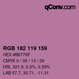 颜色代码: RGB 182 119 159 | qconv.com