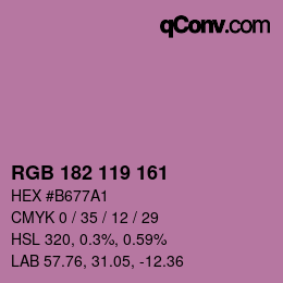 Código de color: RGB 182 119 161 | qconv.com