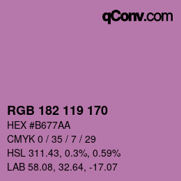 カラーコード: RGB 182 119 170 | qconv.com