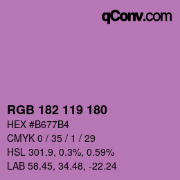颜色代码: RGB 182 119 180 | qconv.com