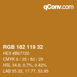 カラーコード: RGB 182 119 32 | qconv.com