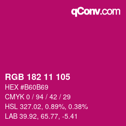 Color code: RGB 182 11 105 | qconv.com